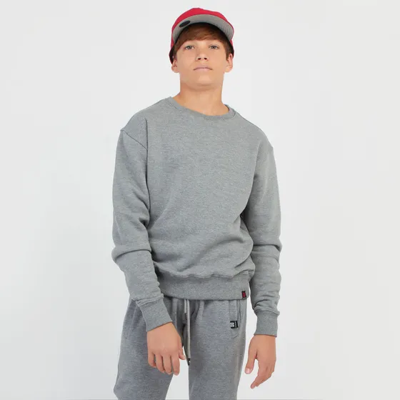 Buzo Niño Kevingston Relaxed Cuello Redondo Liso Gris