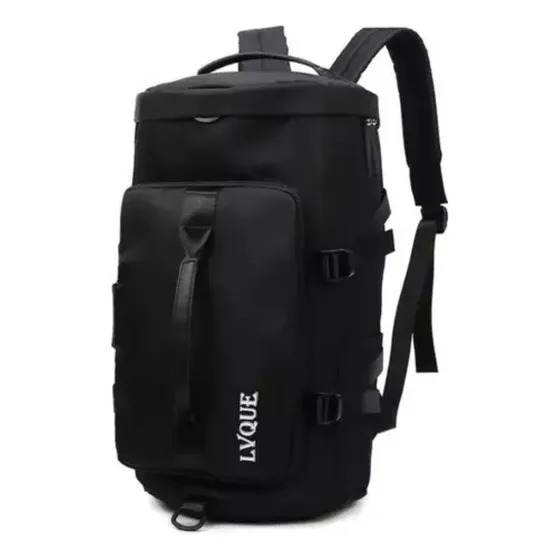 Morral Maleta Camping Bolso Viajero Hombro Bolsillo Color Negro Diseño De La Tela Liso