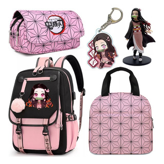 Mochila Nezuko Para Niñas Adolescentes, Paquete De 5 Unidade Mochila Nezuko Para Niñas Adolescentes, Paquete De 5 Unidade