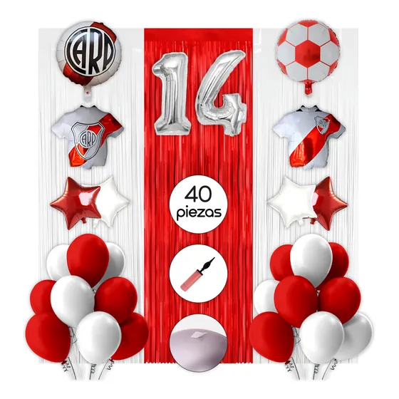 Combo Globos De River Decoración Cumpleaños Super Completo