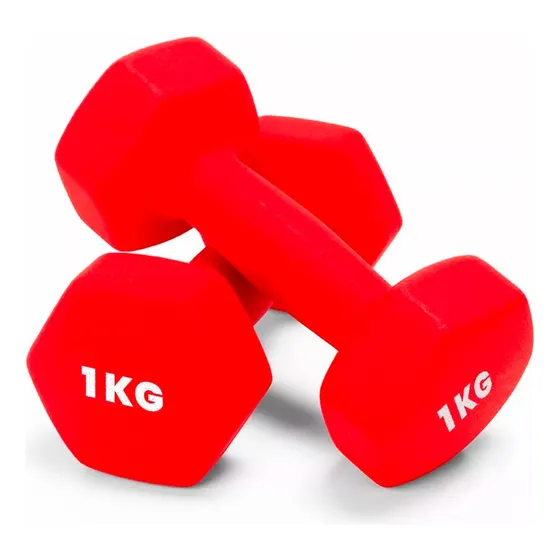 Par Mancuernas Ejercicio 1 Kg Cubierta Neopreno Entrenamient Color Rojo