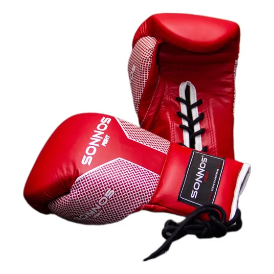 Guante Boxeo Profesional Cuero Con Cordón Oficial Sonnos