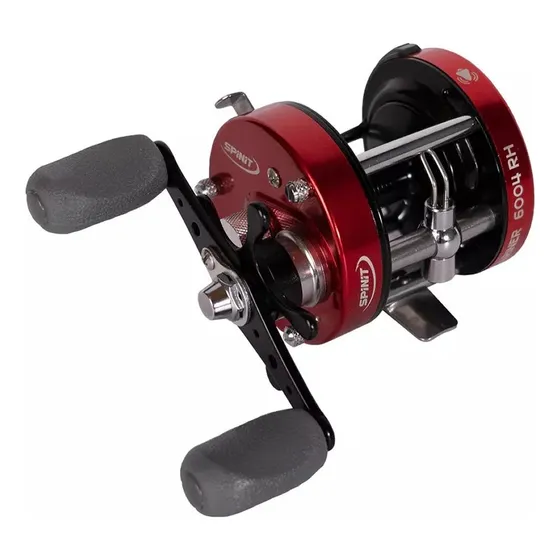 Reel Rotativo Spinit Mariner 6504h 4r 0.40/190 5.2 Chicharra Color Rojo Lado De La Manija Izquierdo