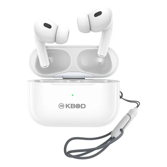Audífonos Bluetooth In Ear Para iPhone Android Kbod Blanco Luz Verde