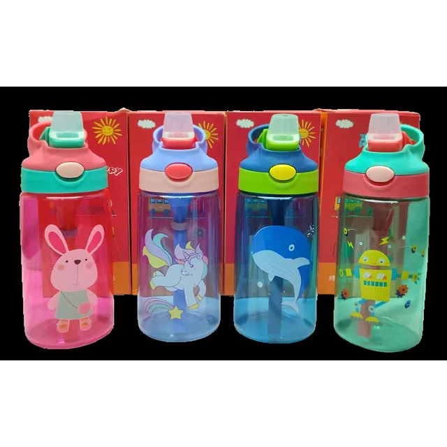 Termo Plástico Con Pitillo 16oz Niños 480ml Infantil 