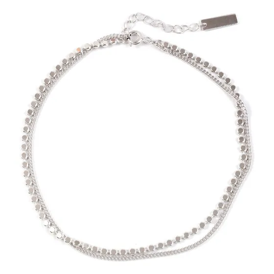 Pulsera Tobillera Bolitas Ajustable Plata De Ley 925