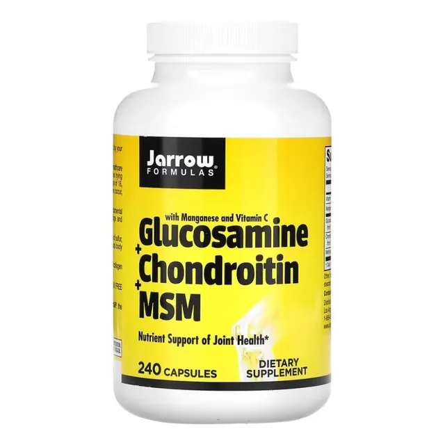 Jarrow Formulas Glucosamina + Condroitina + Msm - 240 Cápsulas - Apoyo Nutritivo Para La Salud De Las Articulaciones - Con Vitamina C Y Manganeso, Fuente Orgánica De Azufre Y Minerales Antioxidantes