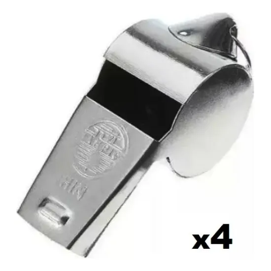 Pack 4 Silbatos Pito Deportivo De Metal Tipo Arbitro