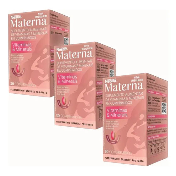 Materna Nestlé Vitamina Para Gestante/gravida 3x 30cpr 