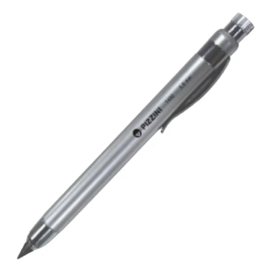 Lapiz Mecanico Portamina Pizzini 5,6mm Retractil + Afilamina Color Metálico