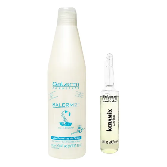 Set Salerm 21 + Ampolla Keramix Antifrizz/ Efecto Liso