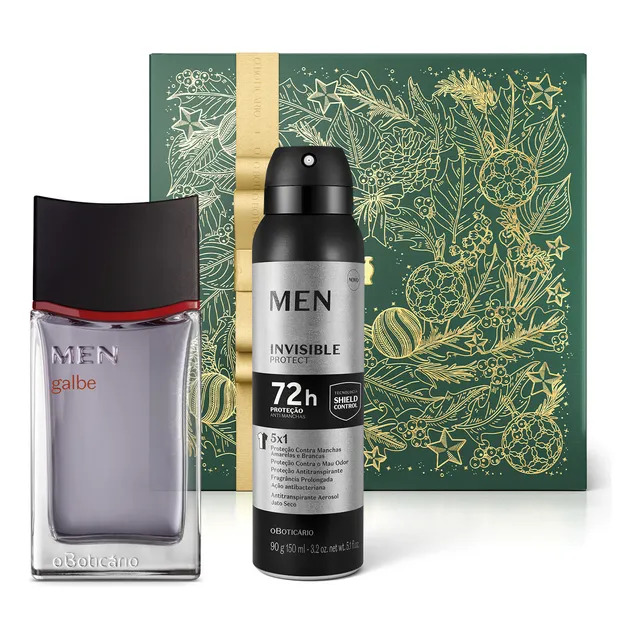 Combo Presente Men: Galbe Desodorante Colônia 100ml + Invisible Desodorante Antitranspirante 150ml + Caixa De Presente