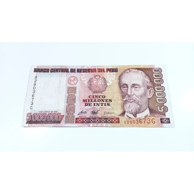 Billete De 5 Millónes De Intis Antonio Raimondi Original C2