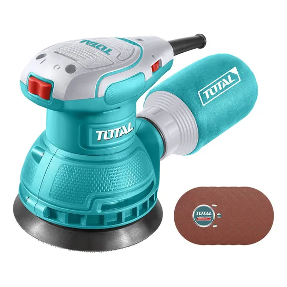 Lijadora Roto Orbital Total 320w Industrial - 5 Pulgadas, 125mm - 13.000rpm - Incluye 5 Lijas Y Bolsa Recolectora De Polvo - TF2131256