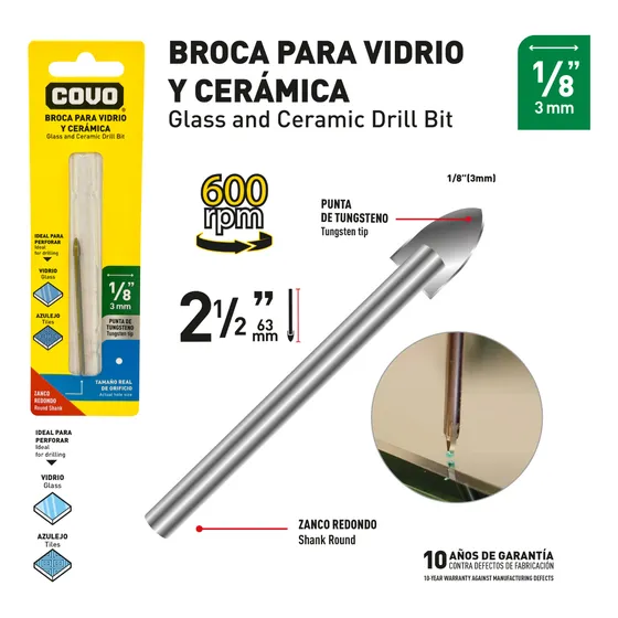 Mecha Vidrio 1/8'' Covo