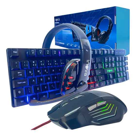 Kit Teclado Gamer Semi-mecânico + Mouse Gamer + Headset Game