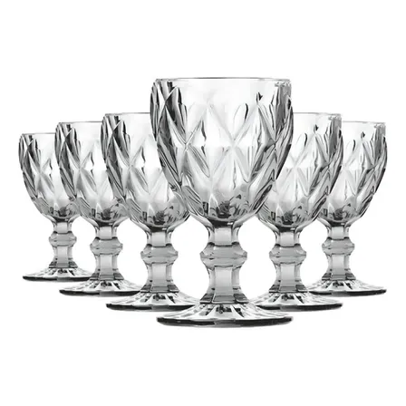 Jogo De Taças Bela Flor Vidro Diamond 330ml C/6 Incolor Lava-louças