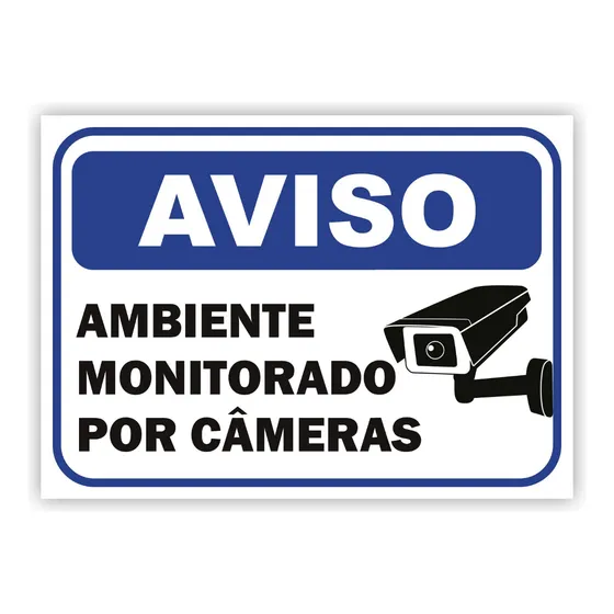 Placa Aviso Ambiente Monitorado Por Cameras 25x18cm
