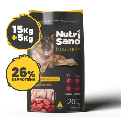 Nutrisano Essencis Ração Seca Frango E Carne 20kg