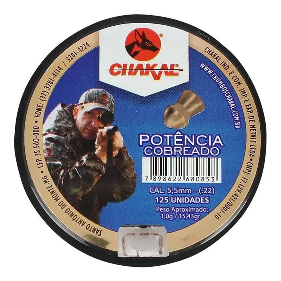 Chumbinho Chakal Cobreado Potência 5.5mm 125un.