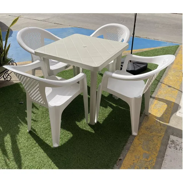 Juego Comedor Mesa Cuadrada +4 Sillas C/brazos Gama /colores