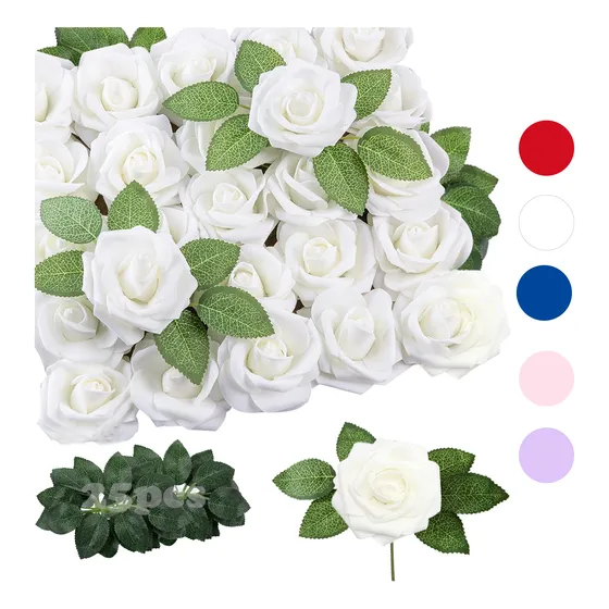 25 Piezas De Rosas Artificiales Para Decoración Fiesta