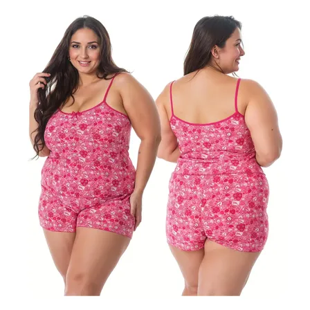 Kit 03 Pijamas Feminino Plus Size Exgg Baby Doll Adulto Estampadas Florido Exgg