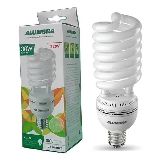 Lâmpada Compacta Espiral 30w 220v E27 Branco Frio Alumbra Cor da luz Branco Frio 6.400K