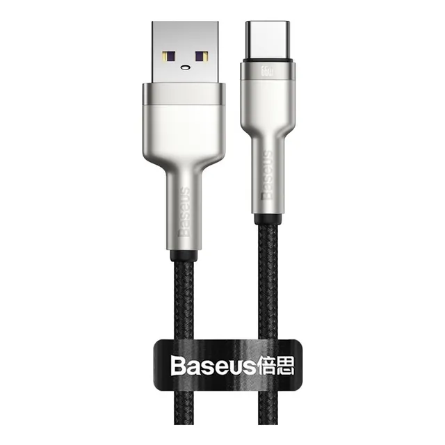 Cable Carga Rápida Metal Baseus Usb A Tipo C 25cm 66w Negro