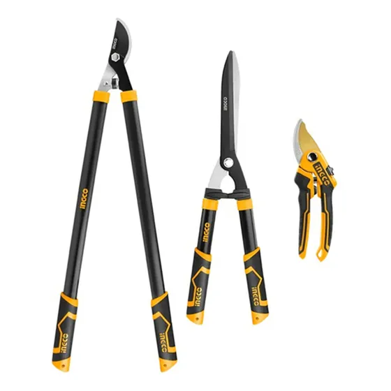 Set De Tijeras De Podar Corte Jardin 3 Piezas Ingco Color Amarillo