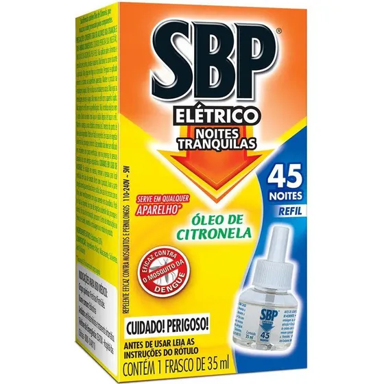 Repelente Líquido Elétrico Óleo de Citronela SBP Caixa 35ml Refil
