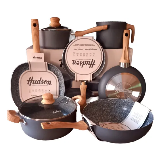 Batería Hudson Granito Juego De Ollas Set Antiadherente 9pz