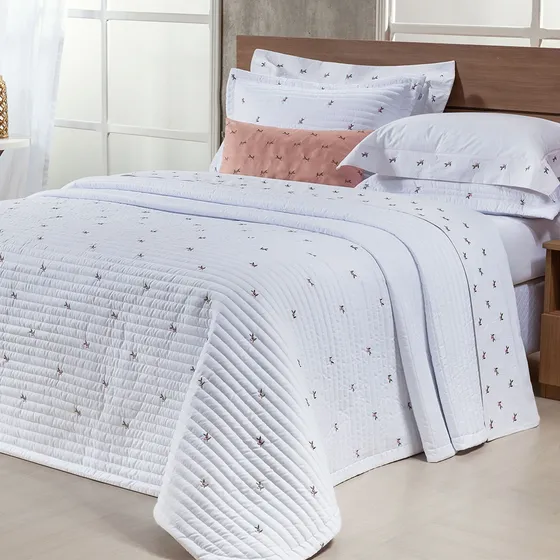 Colcha Cobre Leito Edredom Queen 3 Pçs Matelado De Algodão