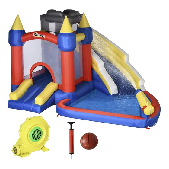 Outsunny Tobogan Acuatico Inflable 6 1 Casa Rebote Para