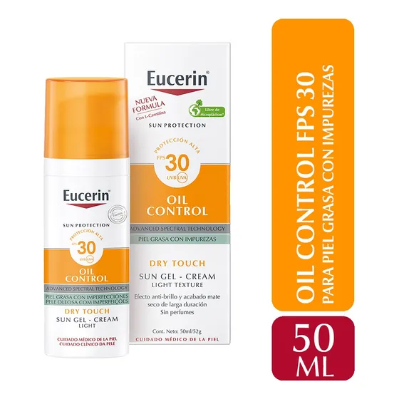 Eucerin Solar Gel Crema Oil Control Toque Seco Fps30 X 50 Ml