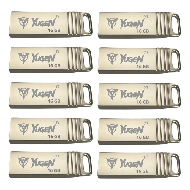 Kit 20 Memorias Usb 16gb Yugen Y7 Metálica Granel Musica Color Plateado