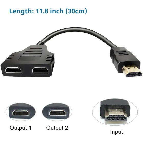 Cable Adaptador Divisor Hdmi 1 Entrada 2 Salidas Jwk