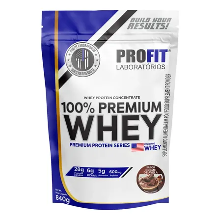 Whey Protein 100% Concentrado Premium 840g Profit Sabor Creme de Avelã