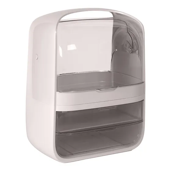 Organizador Elegante De Cosméticos Y Maquillaje Ravena Dressy Con Asa - Tocador O Baño - 2 Cajones, 3 Niveles, Tamaño Xl, Alto 40cm - Color Rosado