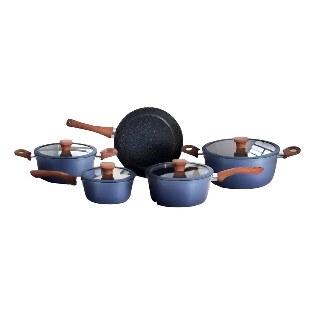 Jogo De Panelas Turim Ceramica Indução 5 Peças Vista Home Azul-escuro