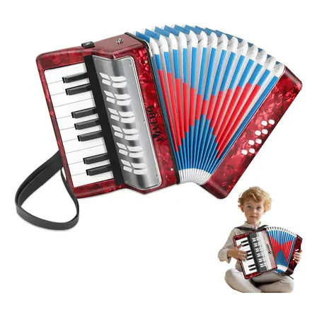 Acordeão Acordeão De Piano De 17 Teclas E 8 Baixos Com Alças Vermelho