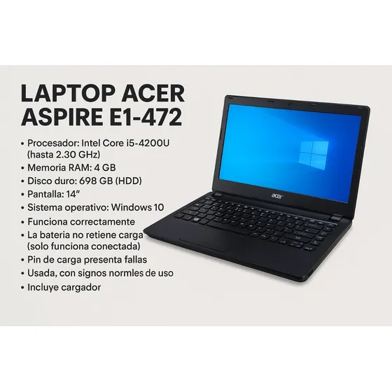 Laptop Acer I5 Aspire E1-472 |4gb Ram|700gb Hdd | Económica