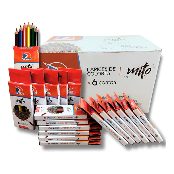 Lápices De Colores Cortos Caja X 6 Colores Pack X 18 Cajitas