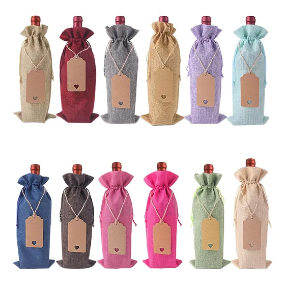 Set 12u Bolsas De Regalos Navidad Para Botellas De Vino