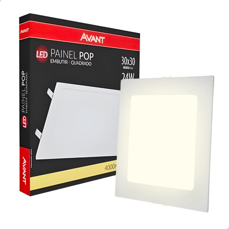 Painel Plafon Led Embutir 24w 30x30 Luz Neutra 4000k Quadrad Painel Plafon Led Embutir 24w 30x30 Luz Neutra 4000k Quadrad