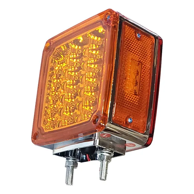 Farol Guardabarro Led 12-24v 11cm Doble Faz Ambar Rojo