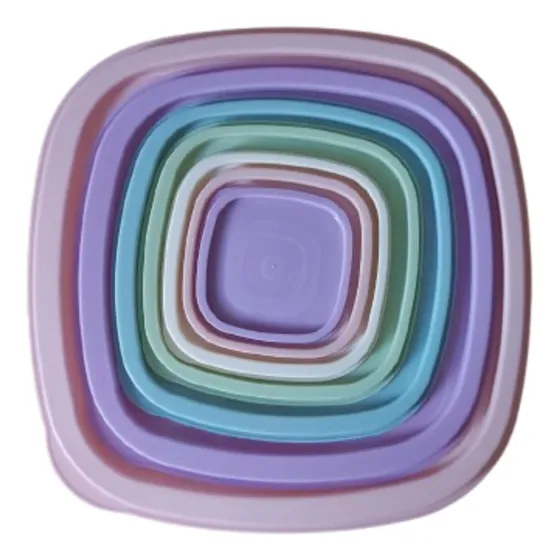 Juego De Contenedor Plástico 7 Toppers Con Tapa Apilables
