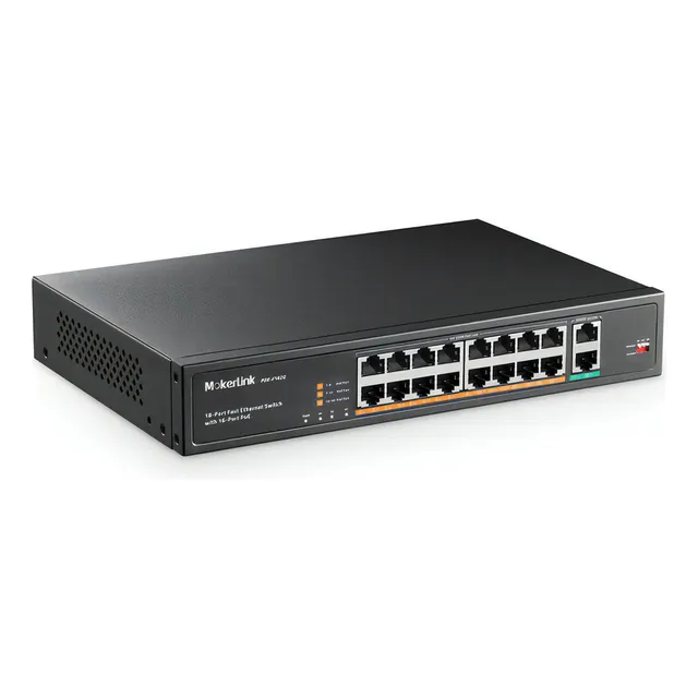 Mokerlink Conmutador Poe De 16 Puertos Con Puerto Ethernet D