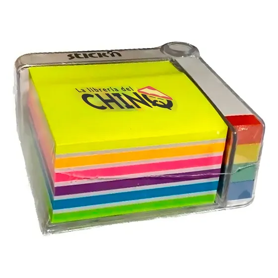 Porta Notas Stickn P/escritorio Con 2 Blocks De Colores Fluo