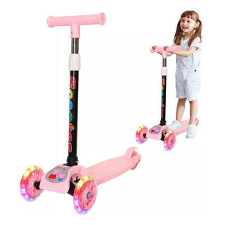 Scooter Infantil Con Luces Asiento Plegable 3 En 1 Scooter Infantil Con Luces Asiento Plegable 3 En 1